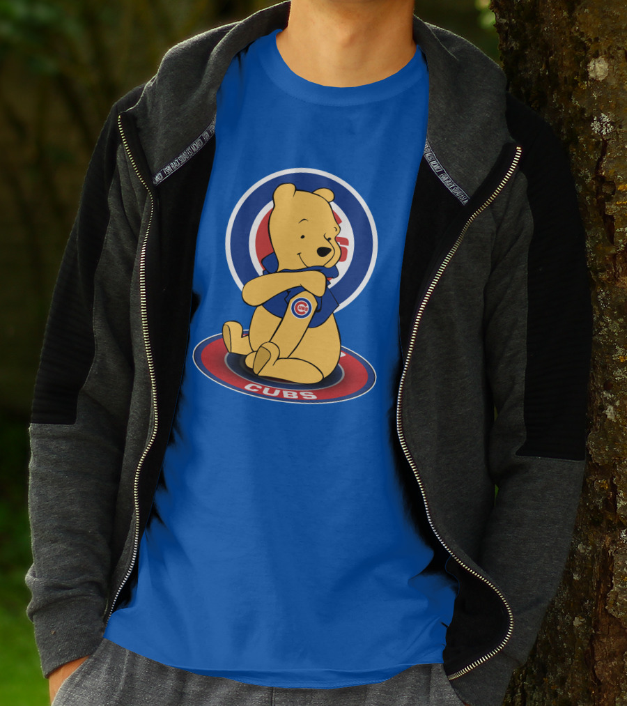 Chicago Cubs Pooh Bear Crossover Logo T-Shirt