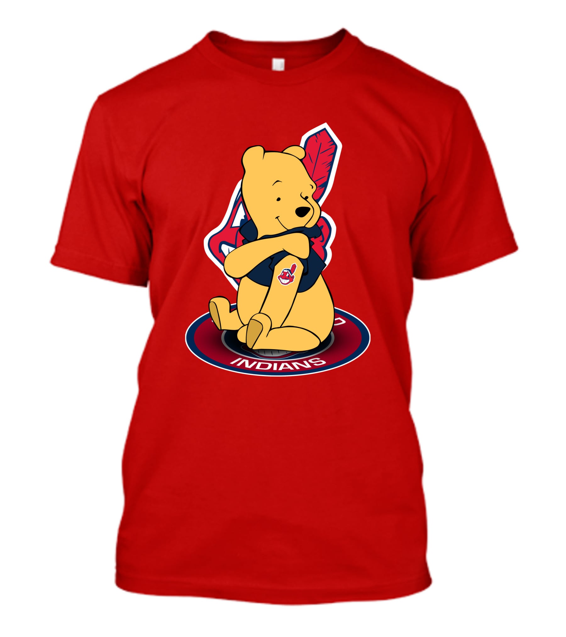 Winnie The Pooh Cleveland Indians Baseball Team Crossover T-Shirt