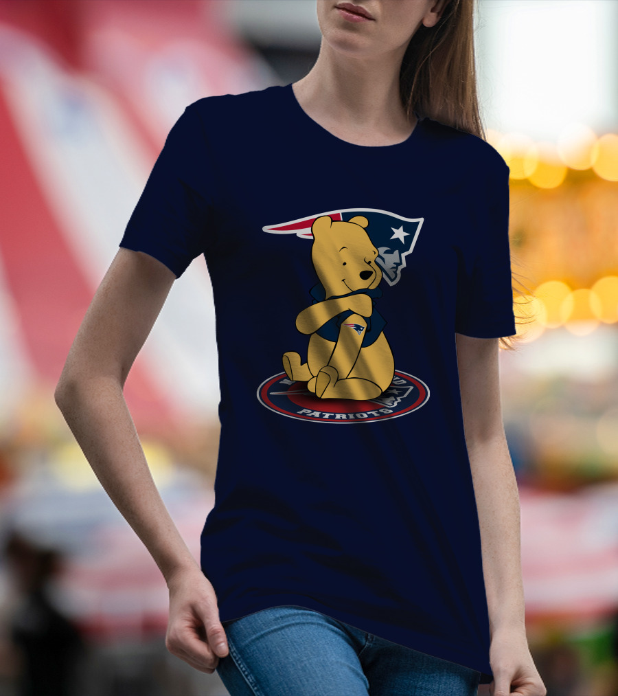New England Patriots Winnie The Pooh Logo With Patriots Emblem T-Shirt