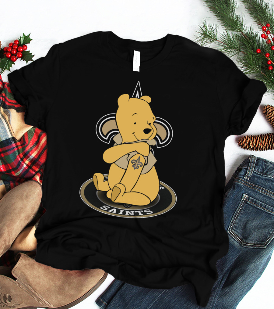 New Orleans Saints Winnie The Pooh Fan Logo Fusion T-Shirt