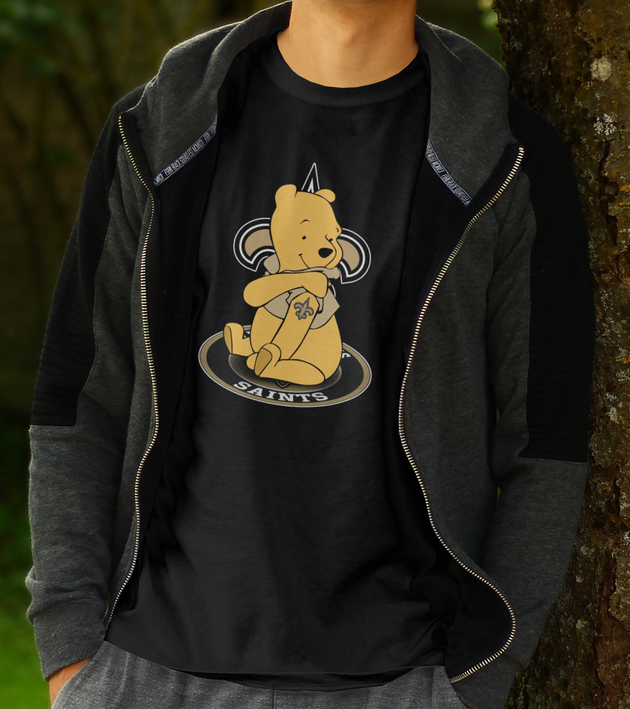 New Orleans Saints Winnie The Pooh Fan Logo Fusion T-Shirt