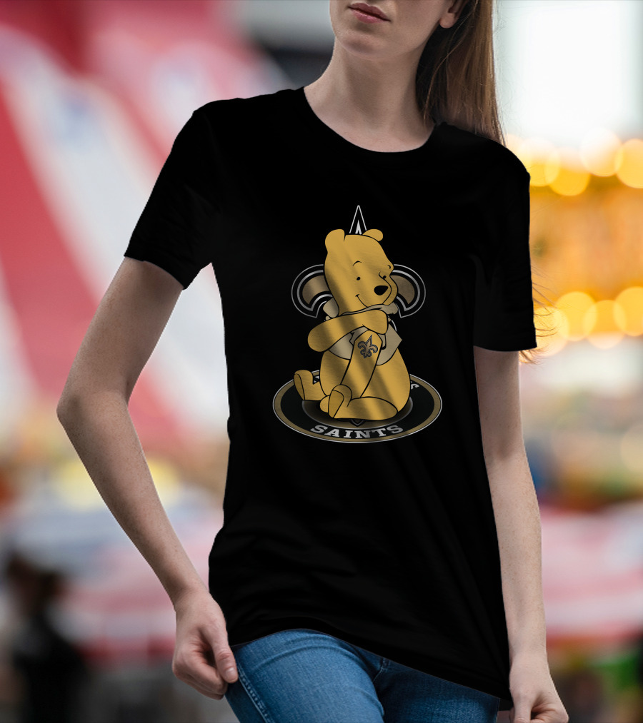 New Orleans Saints Winnie The Pooh Fan Logo Fusion T-Shirt