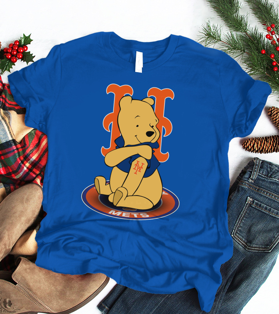 New York Mets Winnie The Pooh MLB Character Crossover T-Shirt