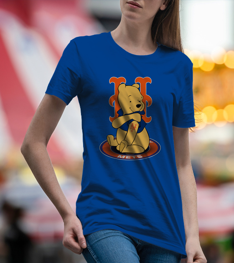 New York Mets Winnie The Pooh MLB Character Crossover T-Shirt