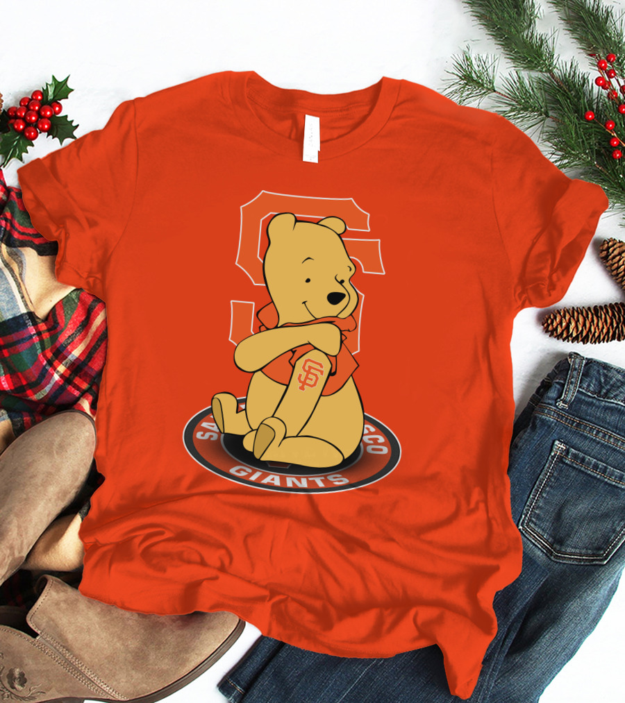 San Francisco Giants Winnie The Pooh Sitting With SF T-Shirt