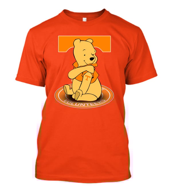 Tennessee Volunteers Winnie The Pooh Sitting With Orange T-Shirt And Big T T-Shirt