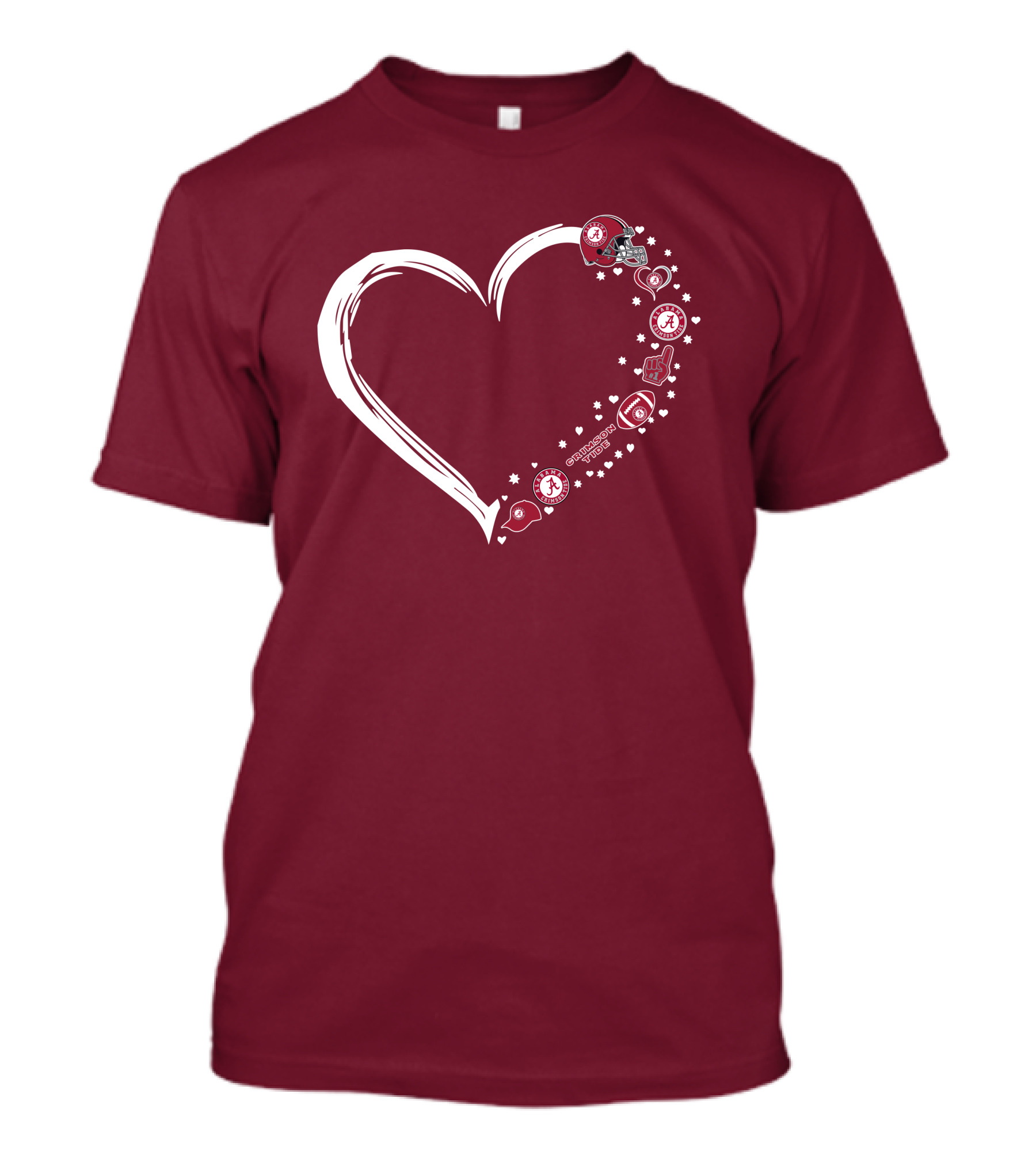 Alabama Crimson Tide Heart Design #1 Fan T-Shirt