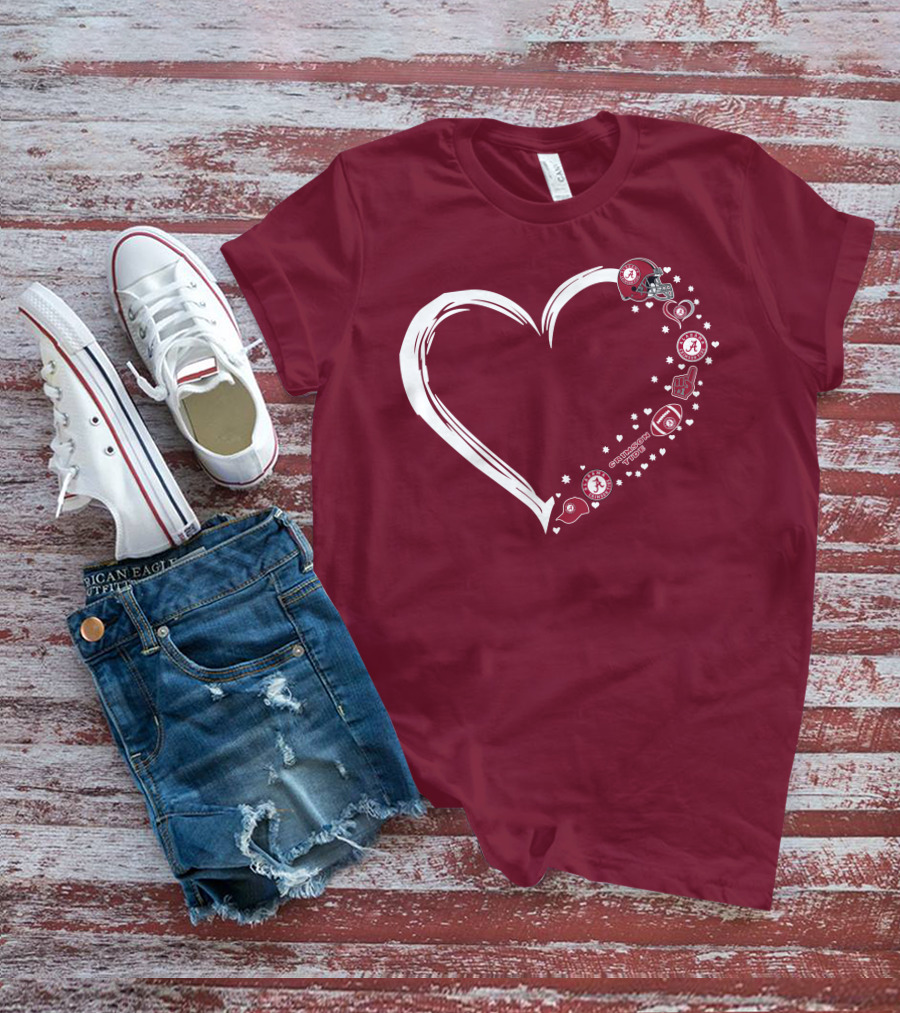 Alabama Crimson Tide Heart Design #1 Fan T-Shirt