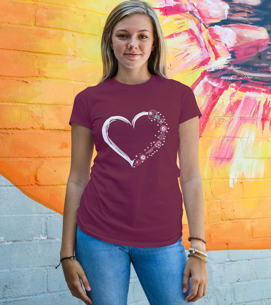 Alabama Crimson Tide Heart Design #1 Fan T-Shirt