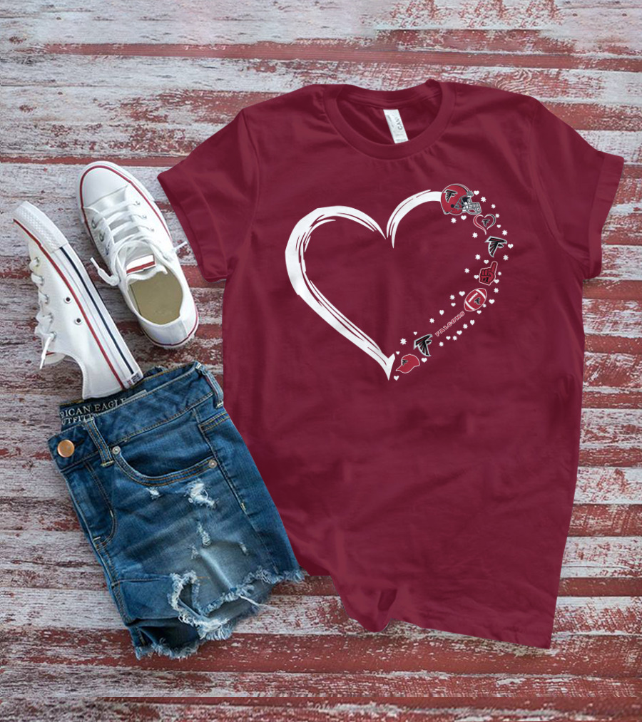 Atlanta Falcons Heart-Shaped Fan Love T-Shirt