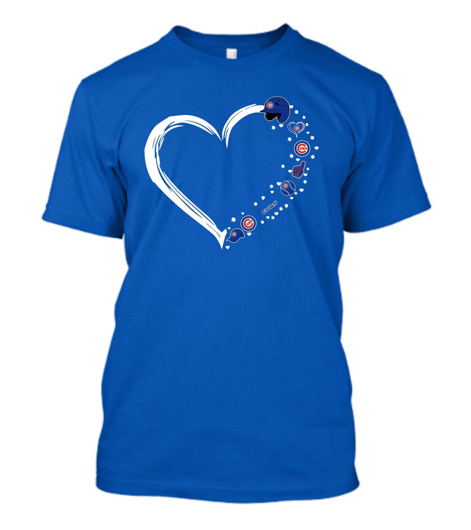 Chicago Cubs Heart Design With Helmets T-Shirt