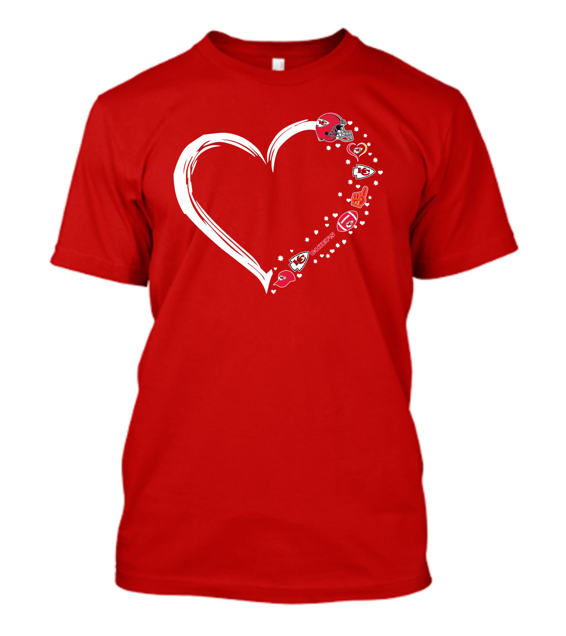 Kansas City Chiefs Fan Heart Helmet Football Stars Chiefs T-Shirt
