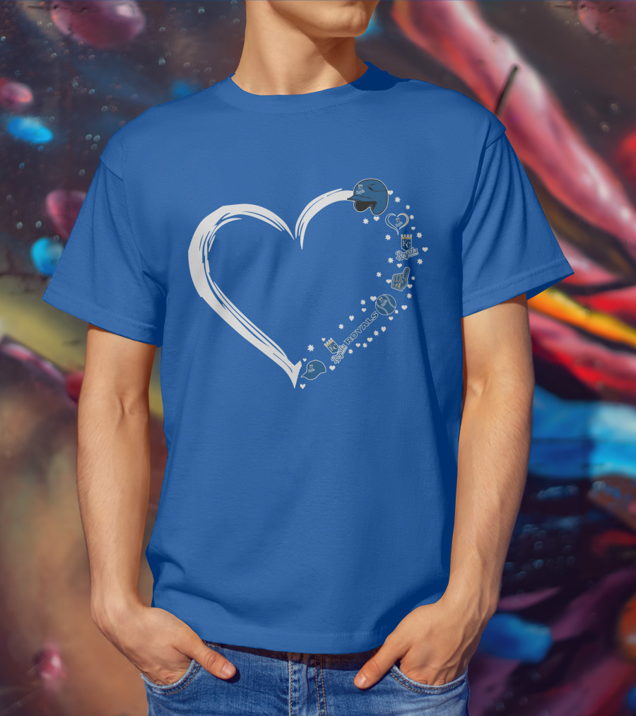 Kansas City Royals Heart Logo Fan Stars And Helmets T-Shirt