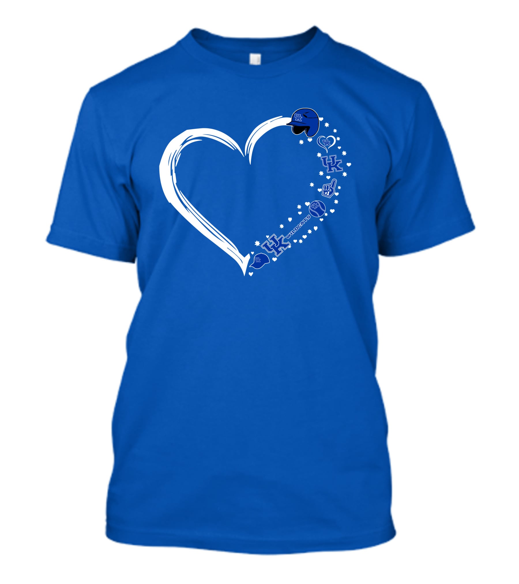 Heart-Shaped Kentucky Wildcats #1 Fan Symbol With UK Logos And Sports Icons T-Shirt