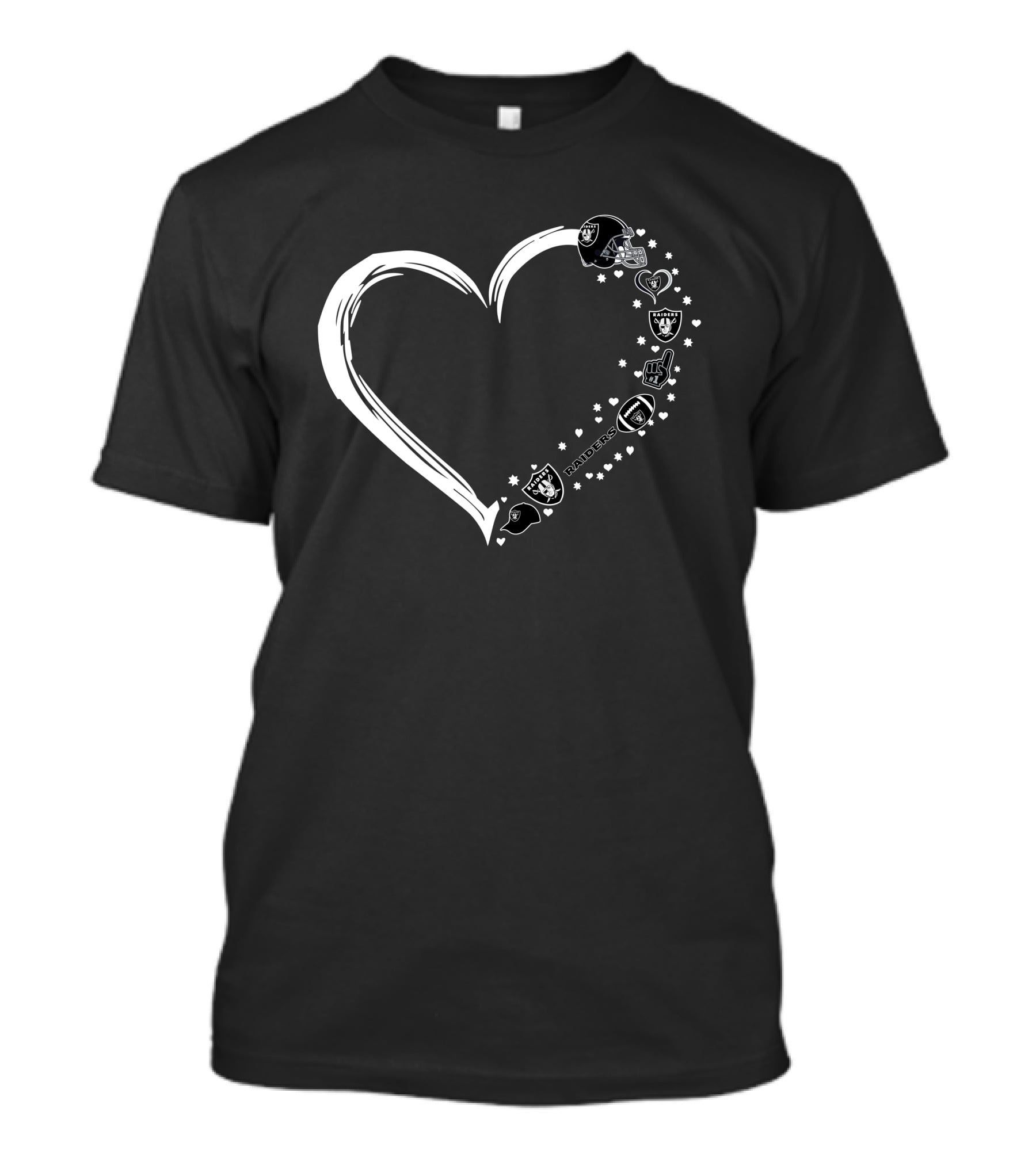 Las Vegas Raiders Heart Logo And Helmet Fan T-Shirt