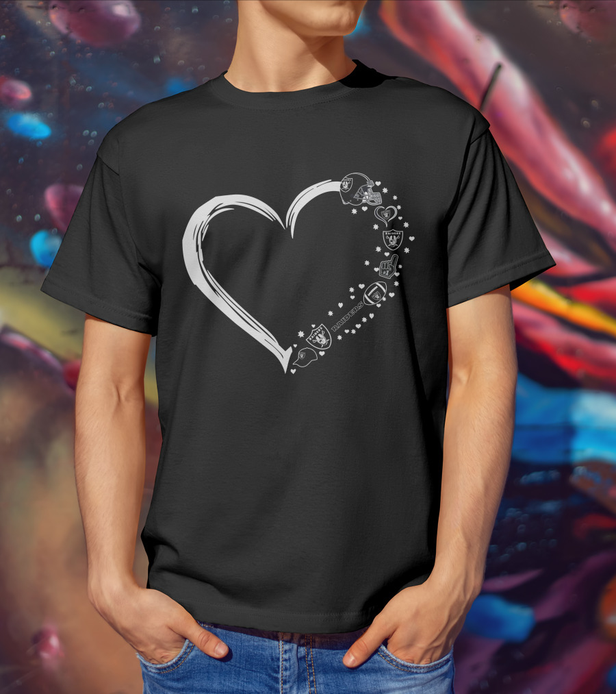 Las Vegas Raiders Heart Logo And Helmet Fan T-Shirt