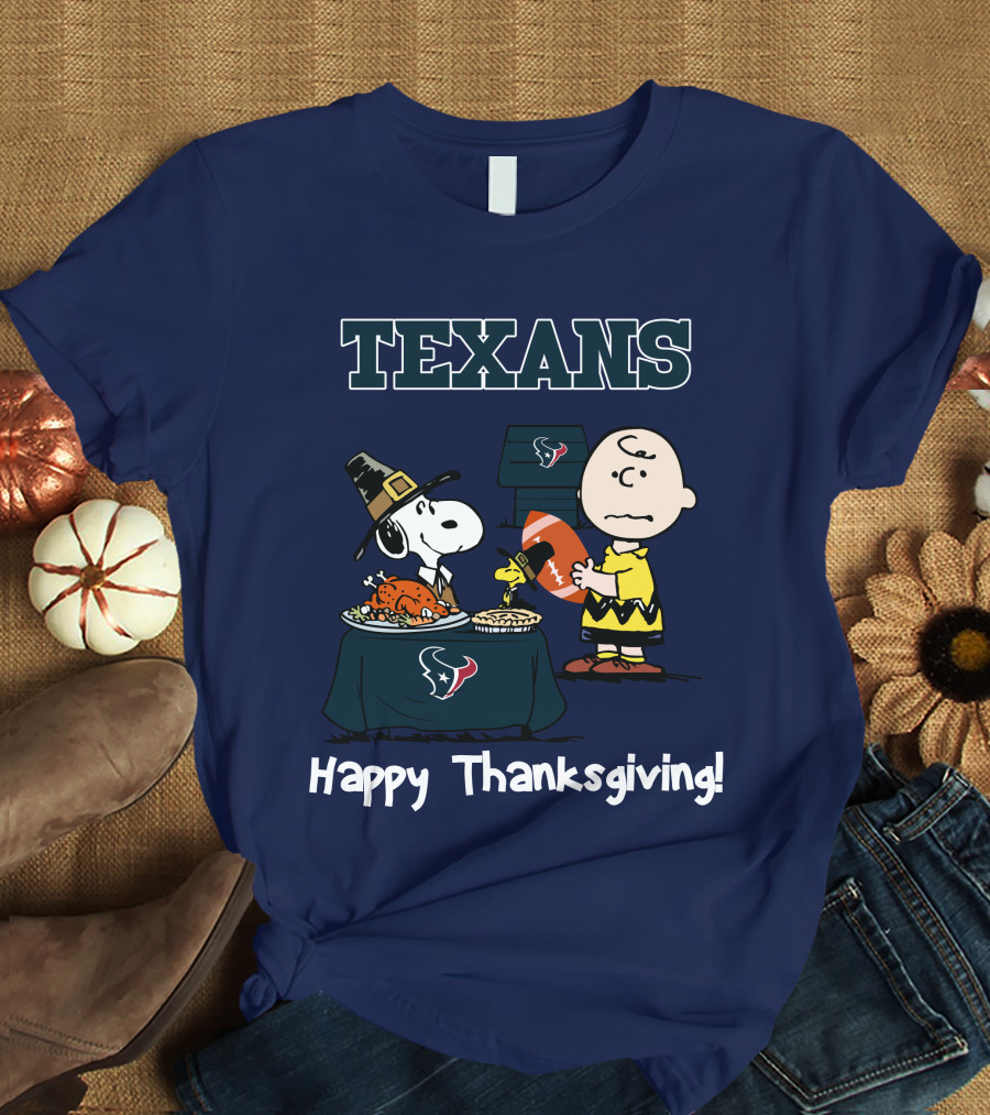 Texans Snoopy Charlie Brown Thanksgiving Football T-Shirt