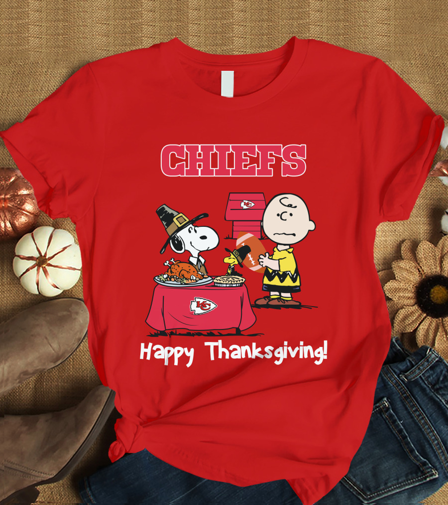 Chiefs Snoopy Charlie Brown Thanksgiving Kansas City Football T-Shirt