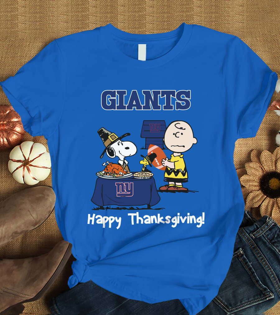 GIANTS Snoopy Happy Thanksgiving Football Charlie Brown T-Shirt