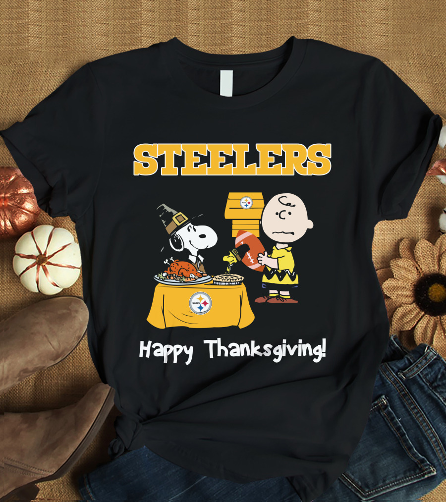 Steelers Snoopy Charlie Brown Happy Thanksgiving T-Shirt
