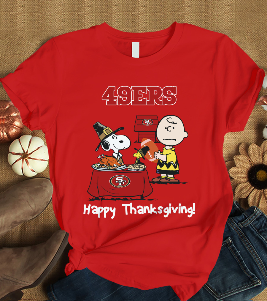 49ers Snoopy And Charlie Brown Thanksgiving T-Shirt