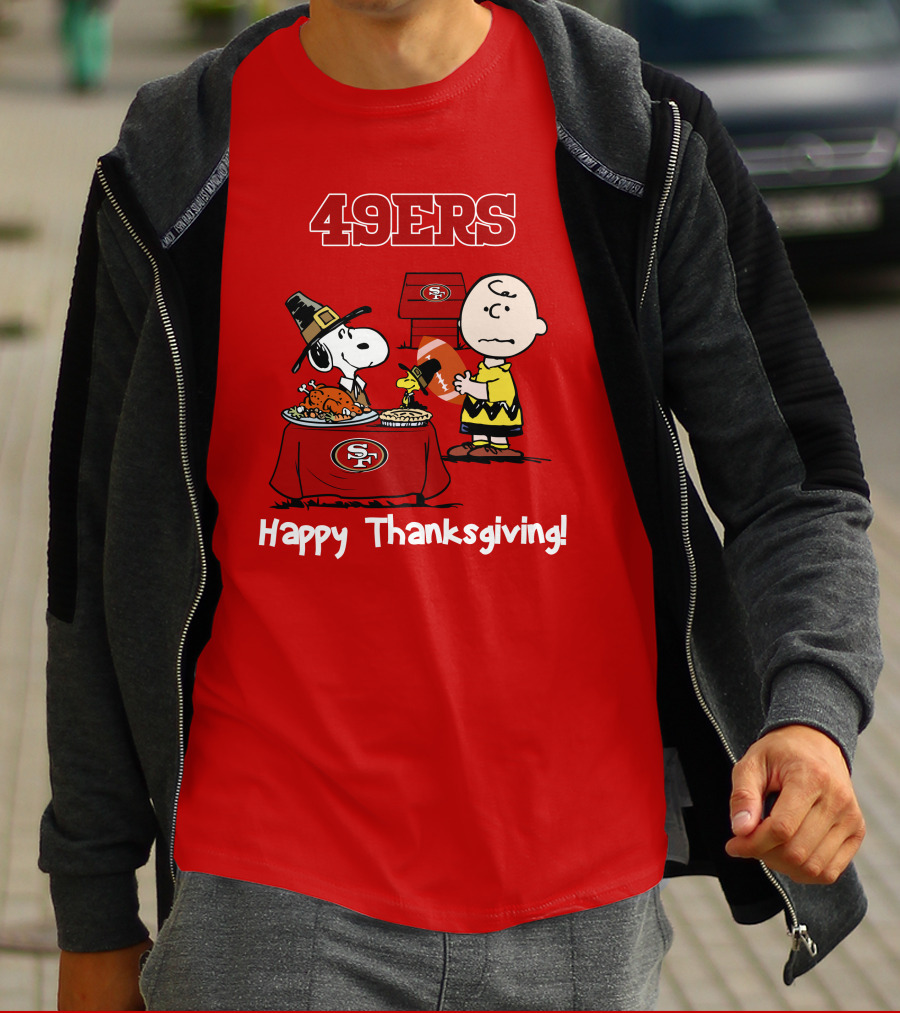 49ers Snoopy And Charlie Brown Thanksgiving T-Shirt