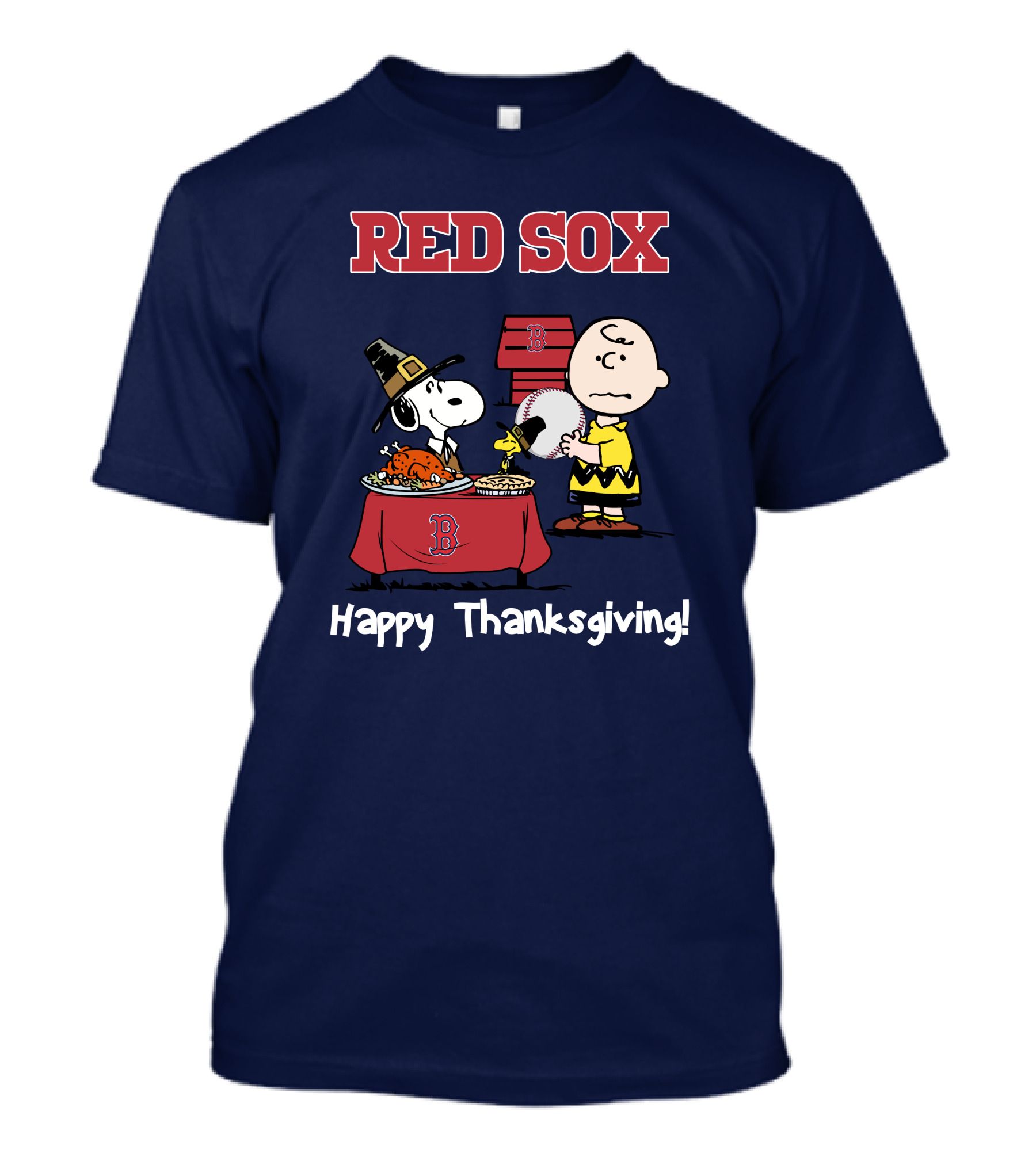 Red Sox Snoopy Charlie Brown Thanksgiving Baseball T-Shirt