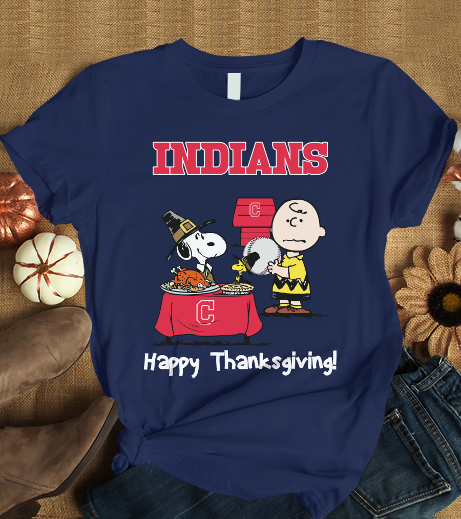 Indians Snoopy Happy Thanksgiving Charlie Brown Peanuts T-Shirt