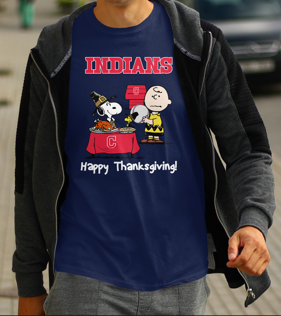 Indians Snoopy Happy Thanksgiving Charlie Brown Peanuts T-Shirt