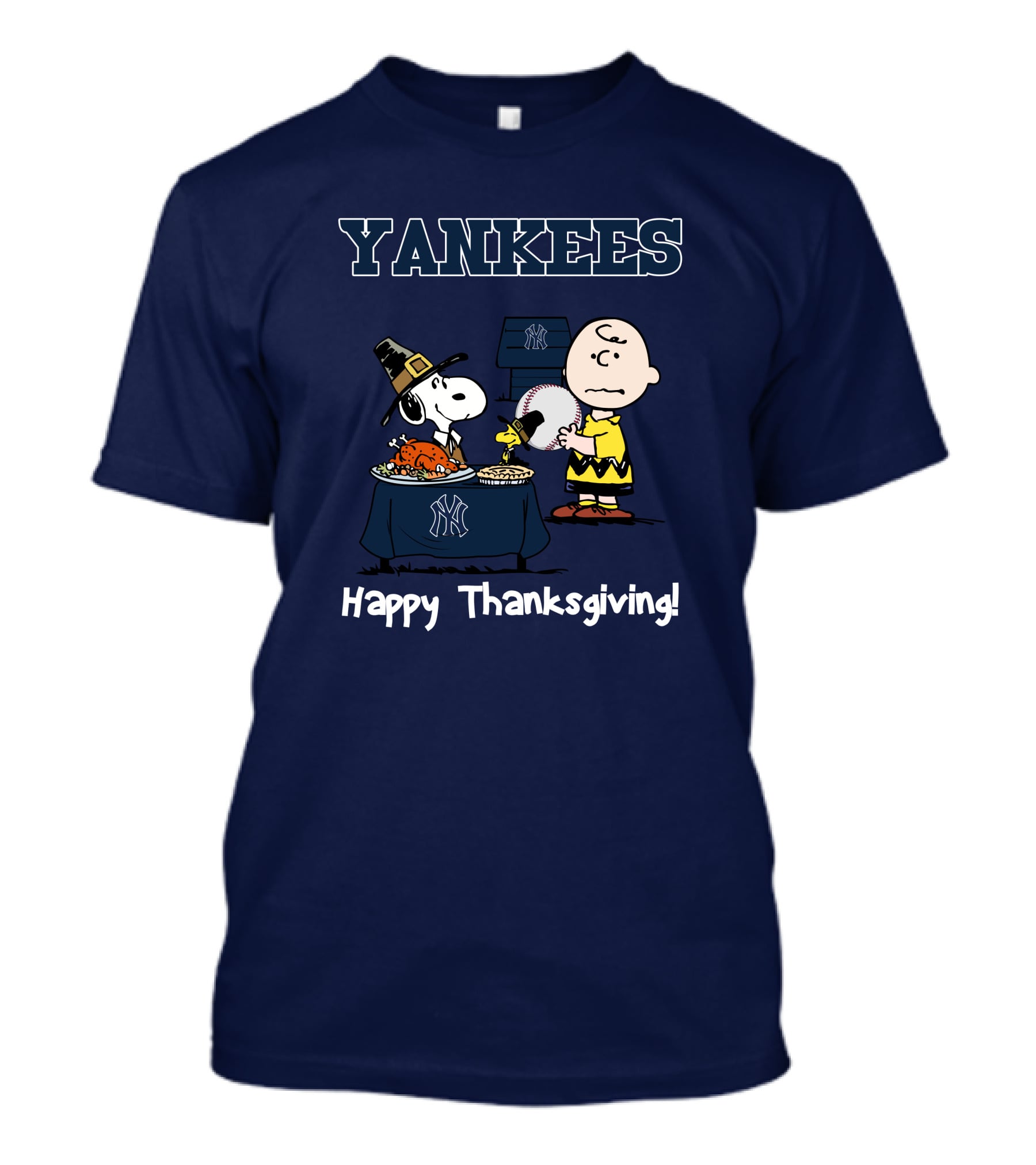 Yankees Snoopy Charlie Brown Happy Thanksgiving T-Shirt