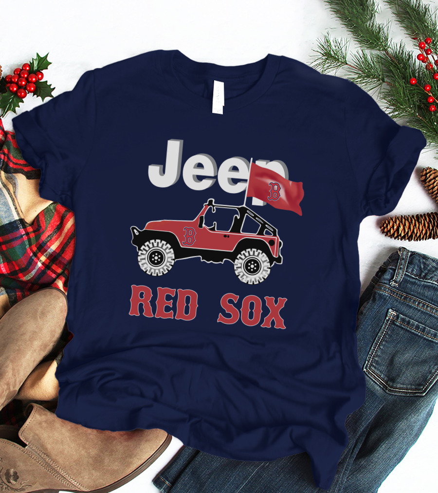Jeep Red Sox Adventure With Boston Flag T-Shirt