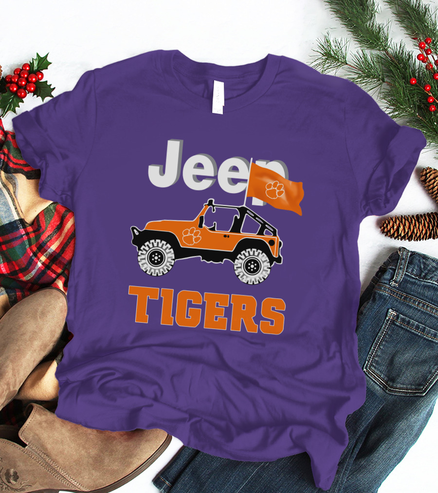 Jeep Clemson Tigers Paw Print Off-Road Enthusiast Flag T-Shirt