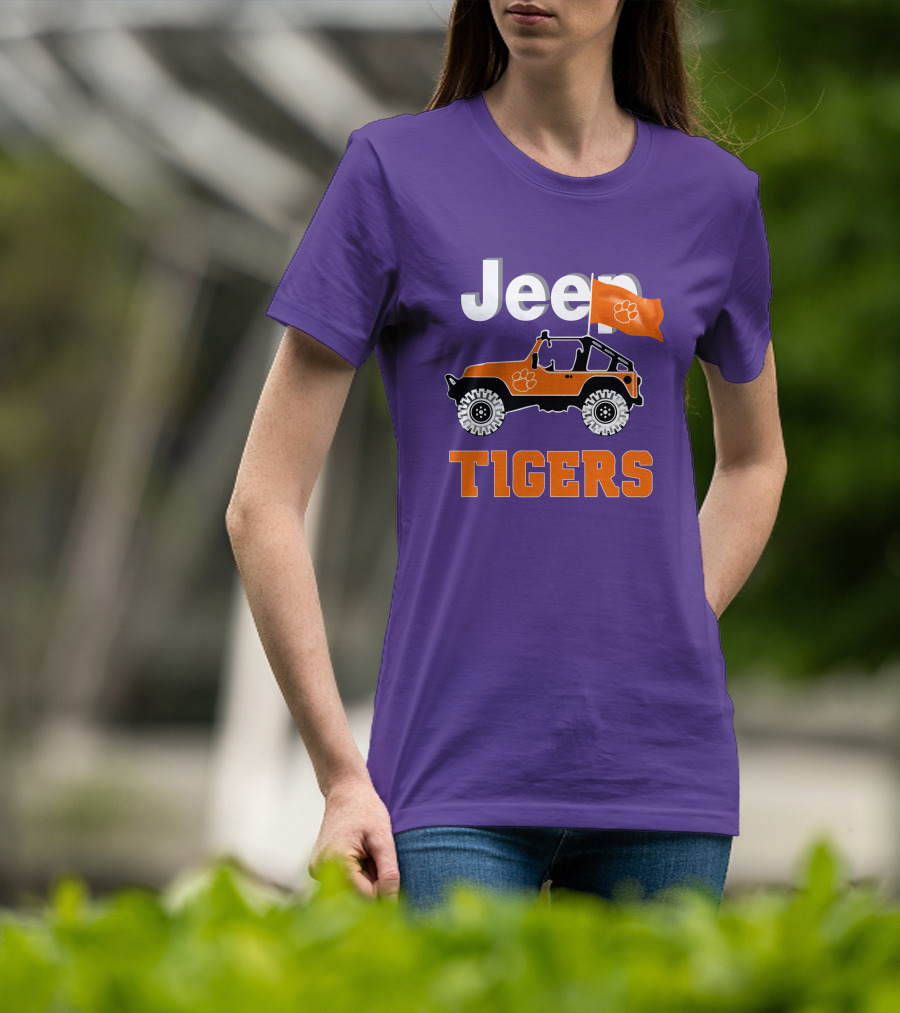 Jeep Clemson Tigers Paw Print Off-Road Enthusiast Flag T-Shirt