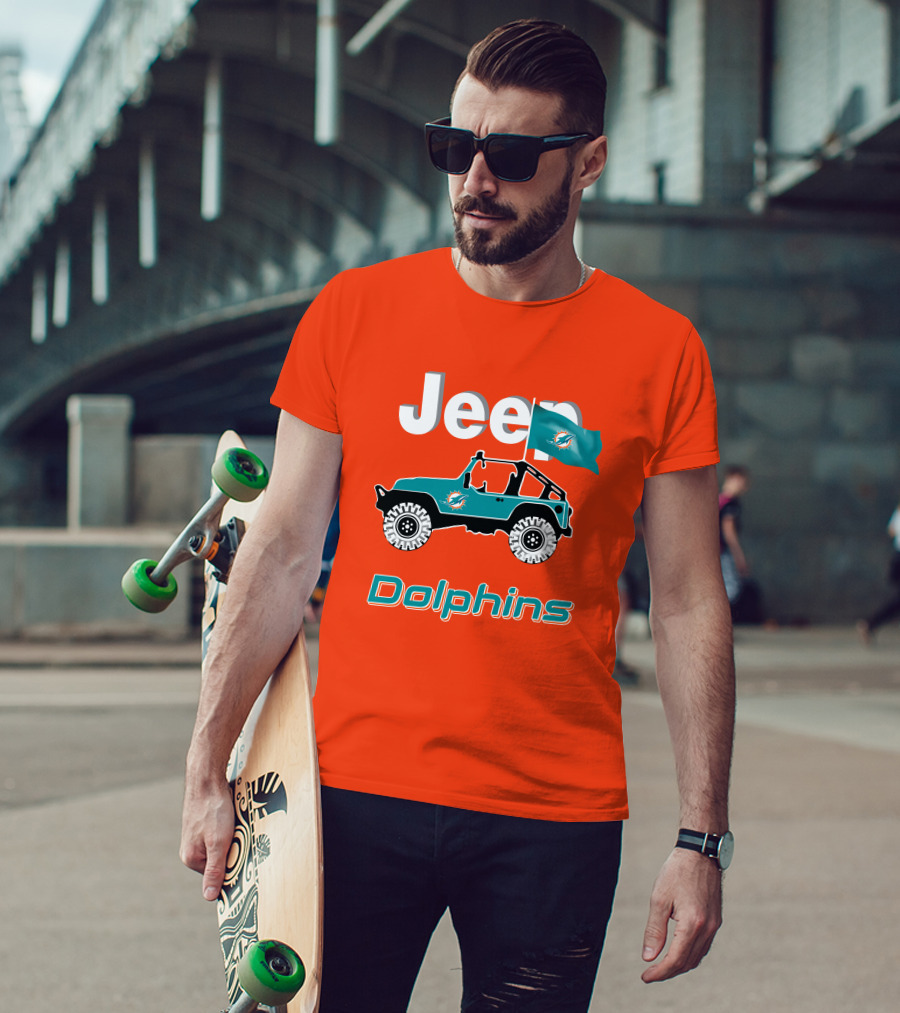 Jeep Dolphins Miami Flag Adventure T-Shirt