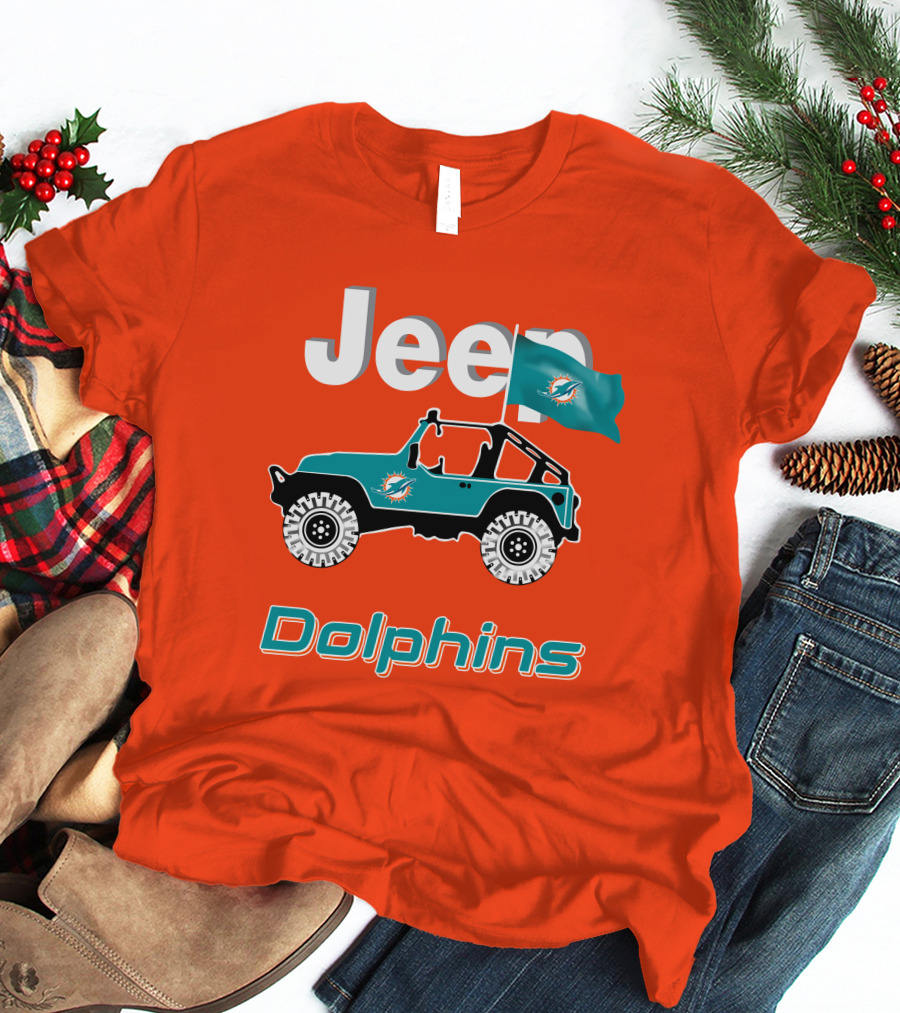 Jeep Dolphins Miami Flag Adventure T-Shirt