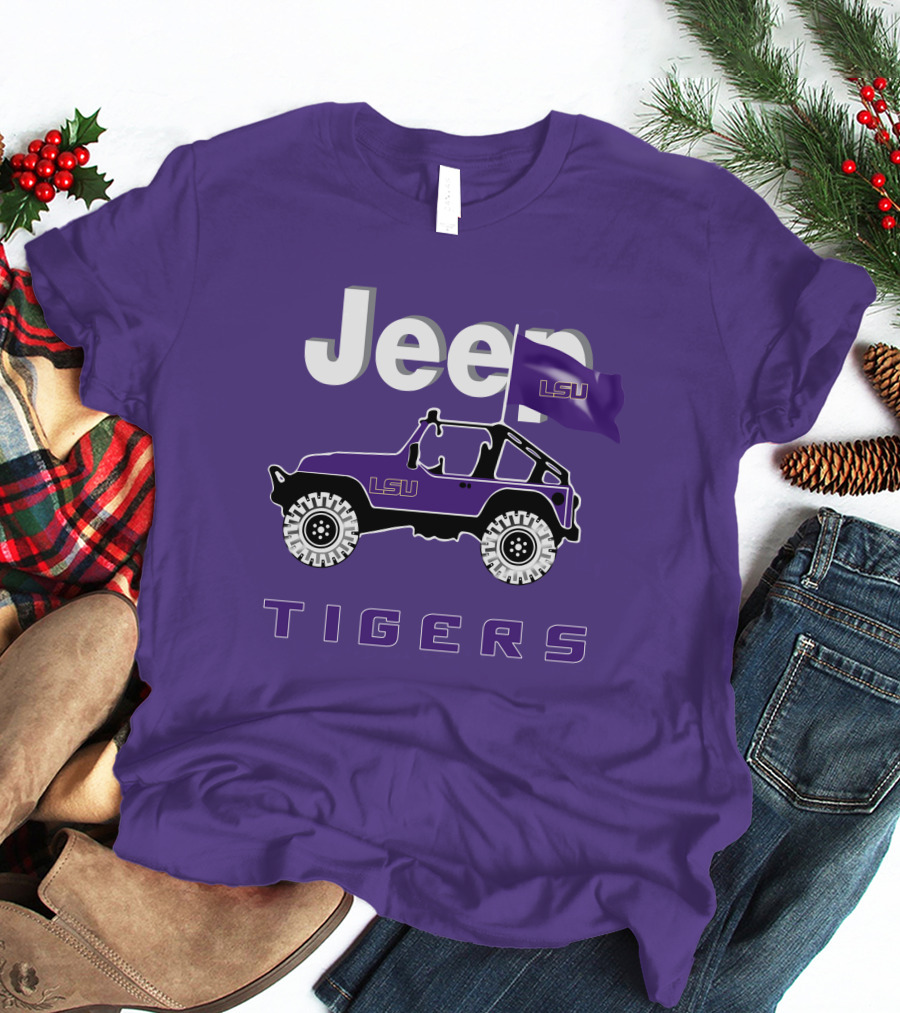 Jeep Lsu Tigers Purple Flag T-Shirt