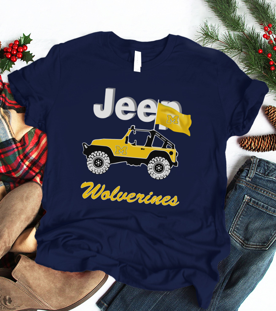 Jeep Michigan Wolverines M Flag Yellow T-Shirt
