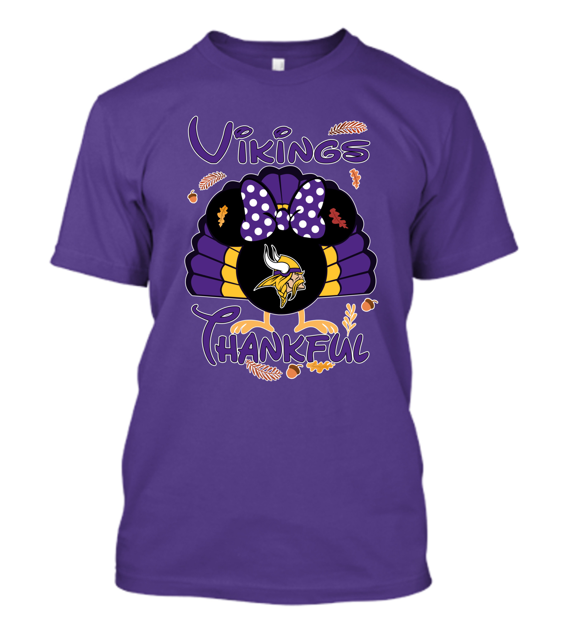 Vikings Thankful Turkey Minnie Thanksgiving T-Shirt