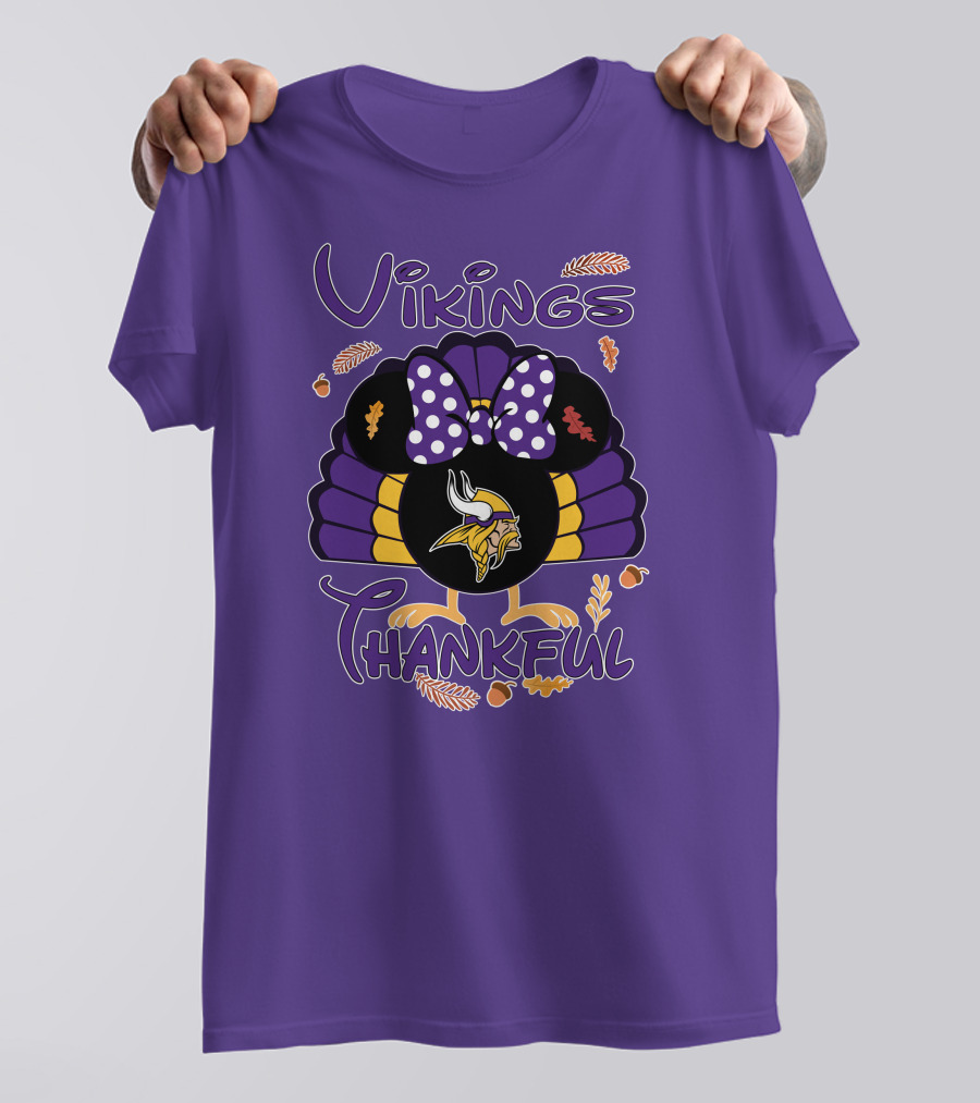 Vikings Thankful Turkey Minnie Thanksgiving T-Shirt