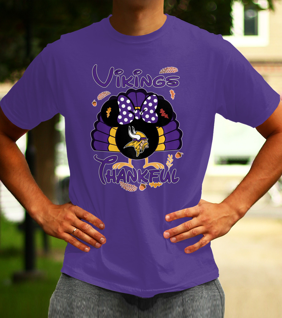 Vikings Thankful Turkey Minnie Thanksgiving T-Shirt
