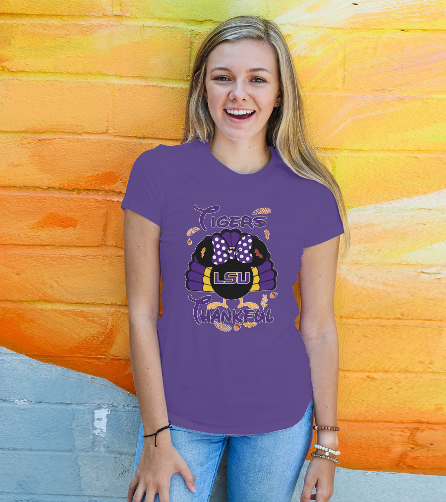 LSU Tigers Thankful Minnie Thanksgiving T-Shirt
