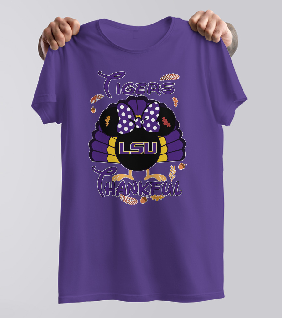 LSU Tigers Thankful Minnie Thanksgiving T-Shirt