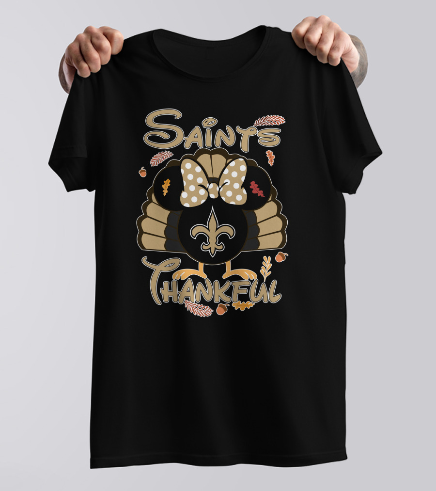 Saints Thankful Minnie New Orleans Thanksgiving T-Shirt