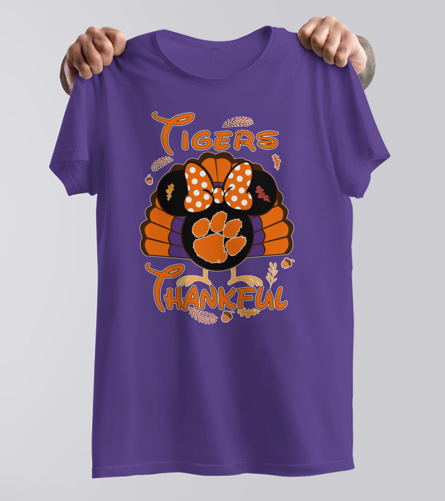 Tigers Thankful Clemson Minnie Thanksgiving T-Shirt