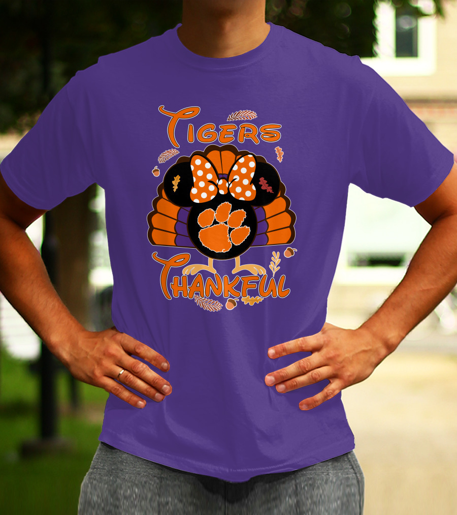 Tigers Thankful Clemson Minnie Thanksgiving T-Shirt