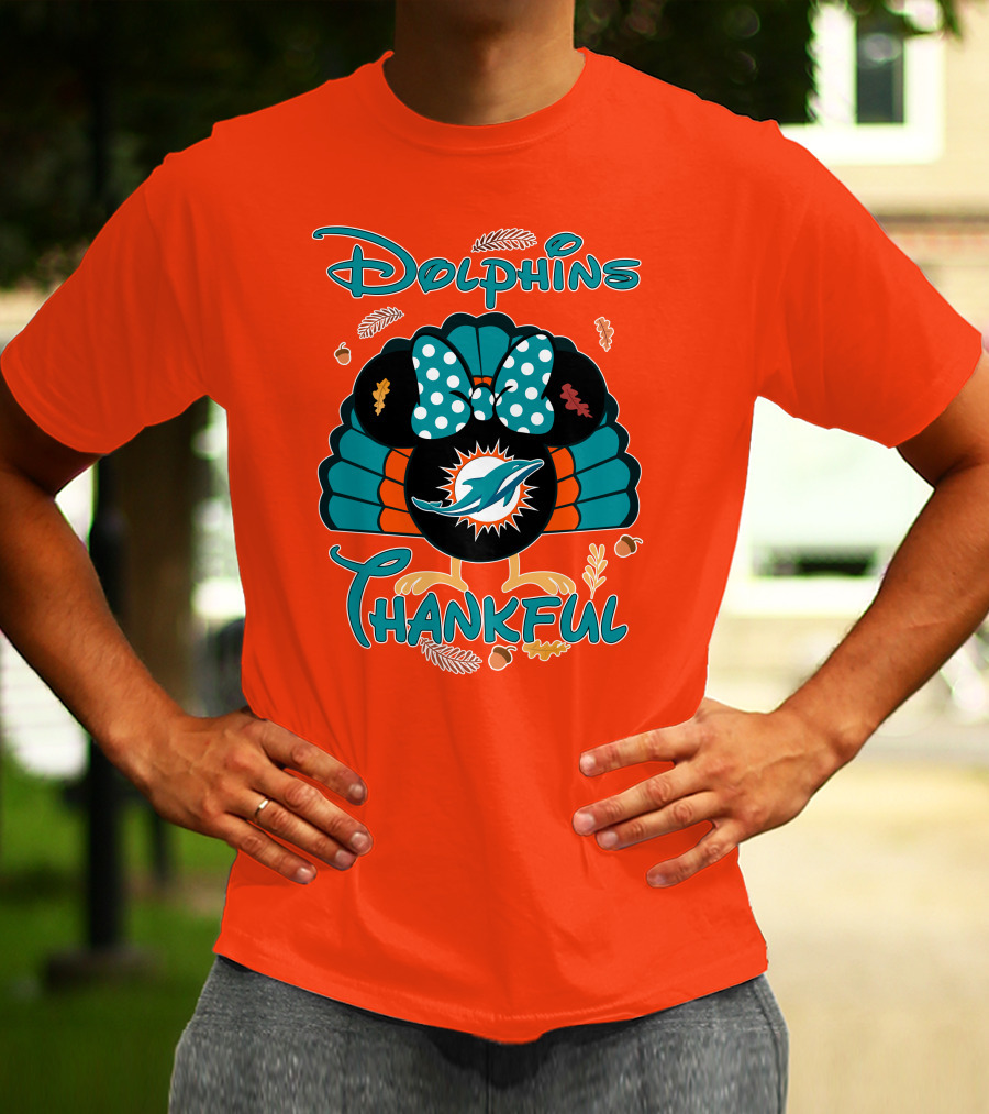 Miami Dolphins Thankful Minnie Thanksgiving T-Shirt