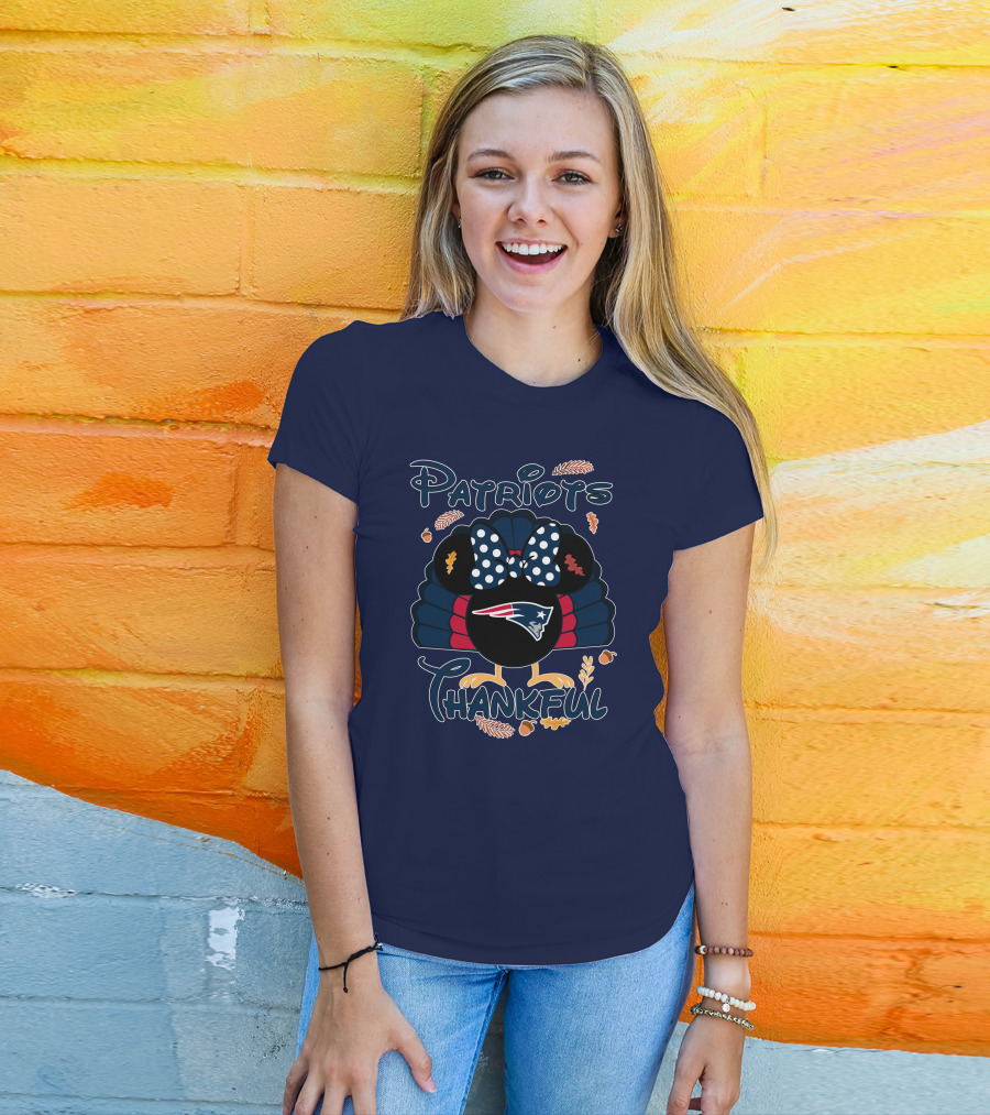 Patriots Thankful Thanksgiving Minnie Turkey T-Shirt