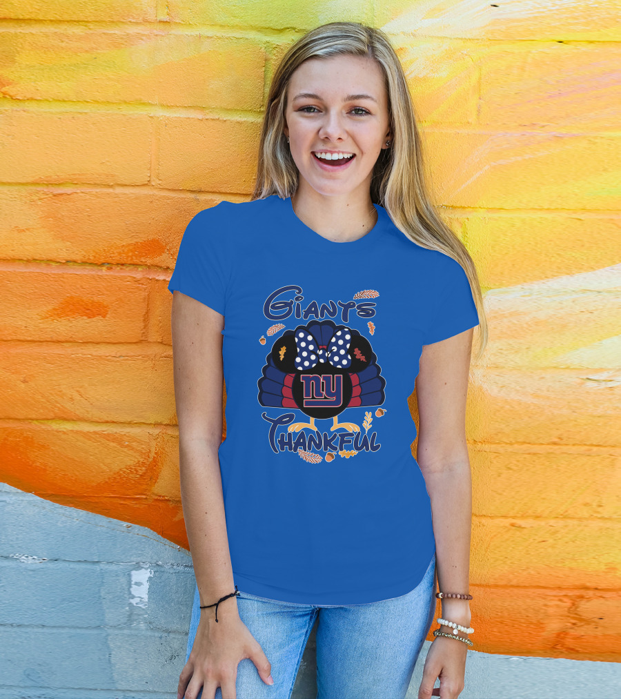 Giants Thankful New York Turkey Minnie Bow T-Shirt
