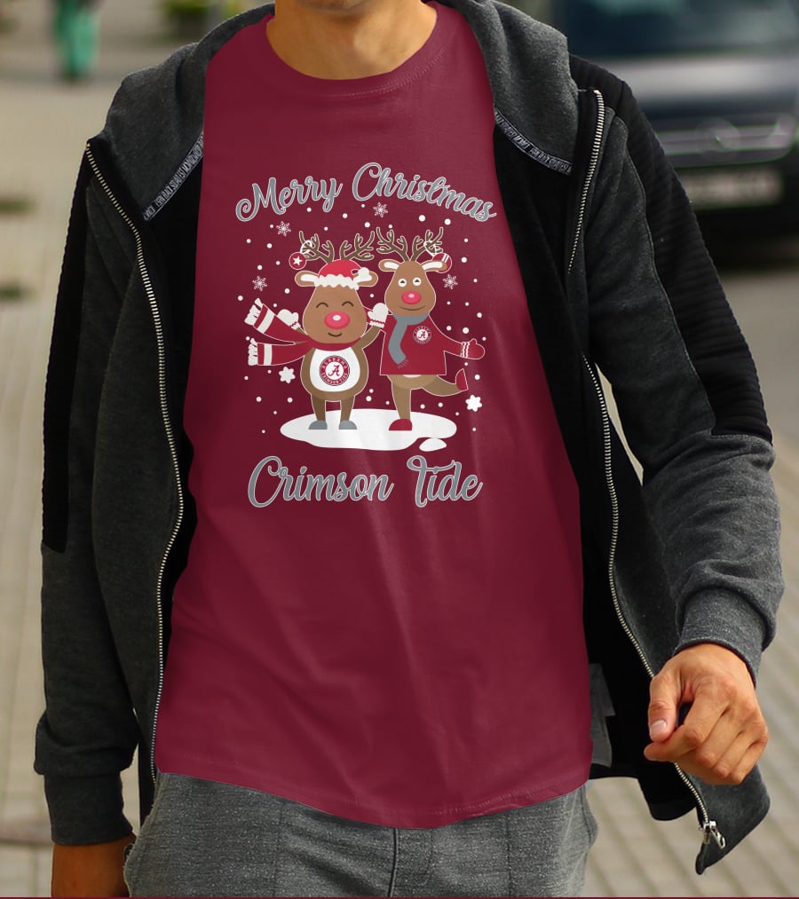 Crimson Tide Merry Christmas Reindeer T-Shirt