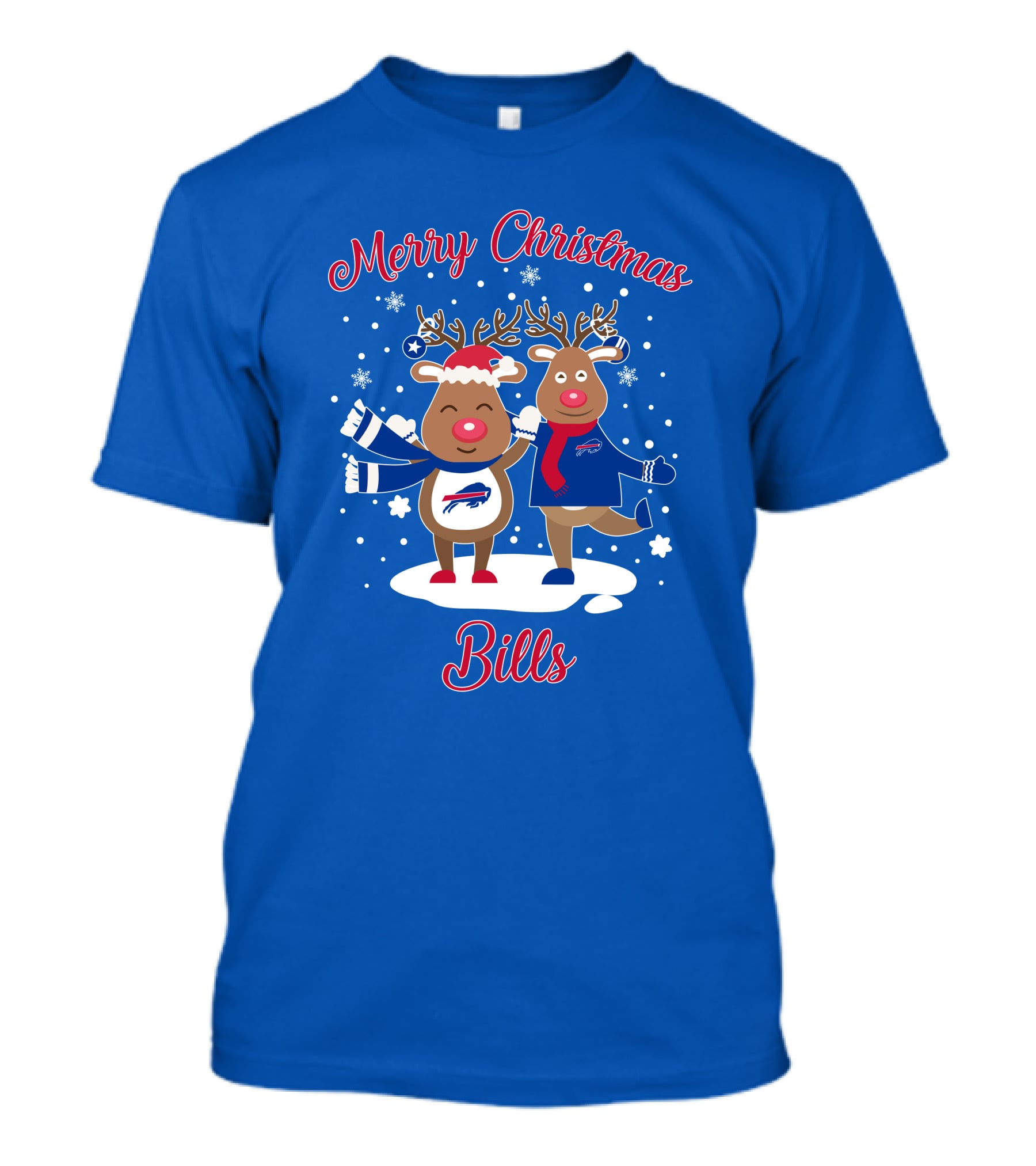 Merry Christmas Buffalo Bills Reindeer Snowflakes T-Shirt
